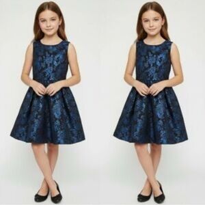 The Children's Place Girls Dressy/Party kids Dress, Size 6 Blue/Black Metallic